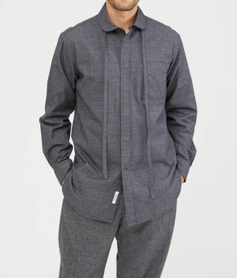 ENGINEERED GARMENTS ROUNDED COLLAR GLEN PLAID GREY LONG SLEEVE MENS SHIRT SIZE M - Image 1 of 4