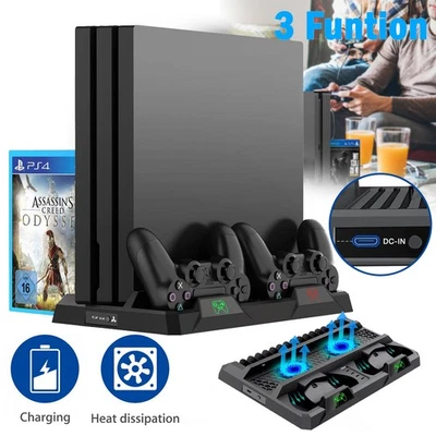 PS4 Controller Standfuß mit Lüfter Ladestation für Playstation 4/Pro/Slim Kühler - Bild 1 von 4