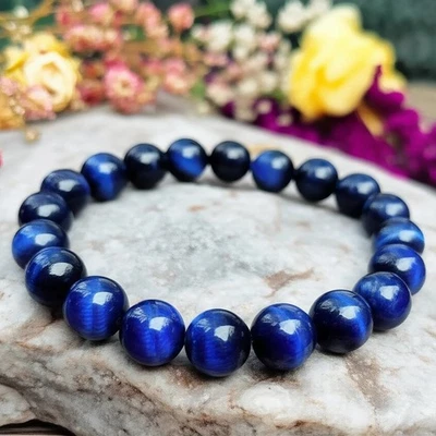 Pulsera Ojo de Tigre Azul 8mm Cuentas Cristal Reiki Curativo Regalo para Hombres Mujeres Foto 1 de 4