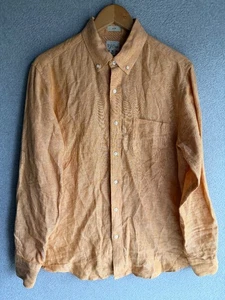J Crew Shirt Mens Medium Orange Baird McNutt Irish Linen Slim Fit Resort Tropic - Picture 1 of 10