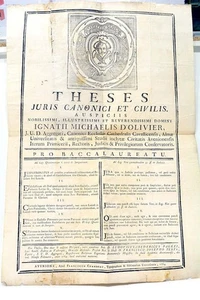 Thèse de droit format in-folio Frédéric Pagezy souvenir personel Avignon 1784 - Imagen 1 de 5