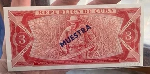 AMERICA 3 PESOS 1983 MUESTRA FIOR DI STAMPA CARTA CROCCANTE UNC TOP QUALITY - Bild 1 von 4