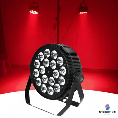 18x18W LED Par Light RGBWAUV DMX Stage Lighting Slim Flat Par Can for DJ Wedding - Image 1 of 4