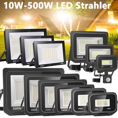 1x-20x LED Strahler Außen Fluter 10W-500W ohne/mit Bewegungsmelder Scheinwerfer - Bild 1 von 4