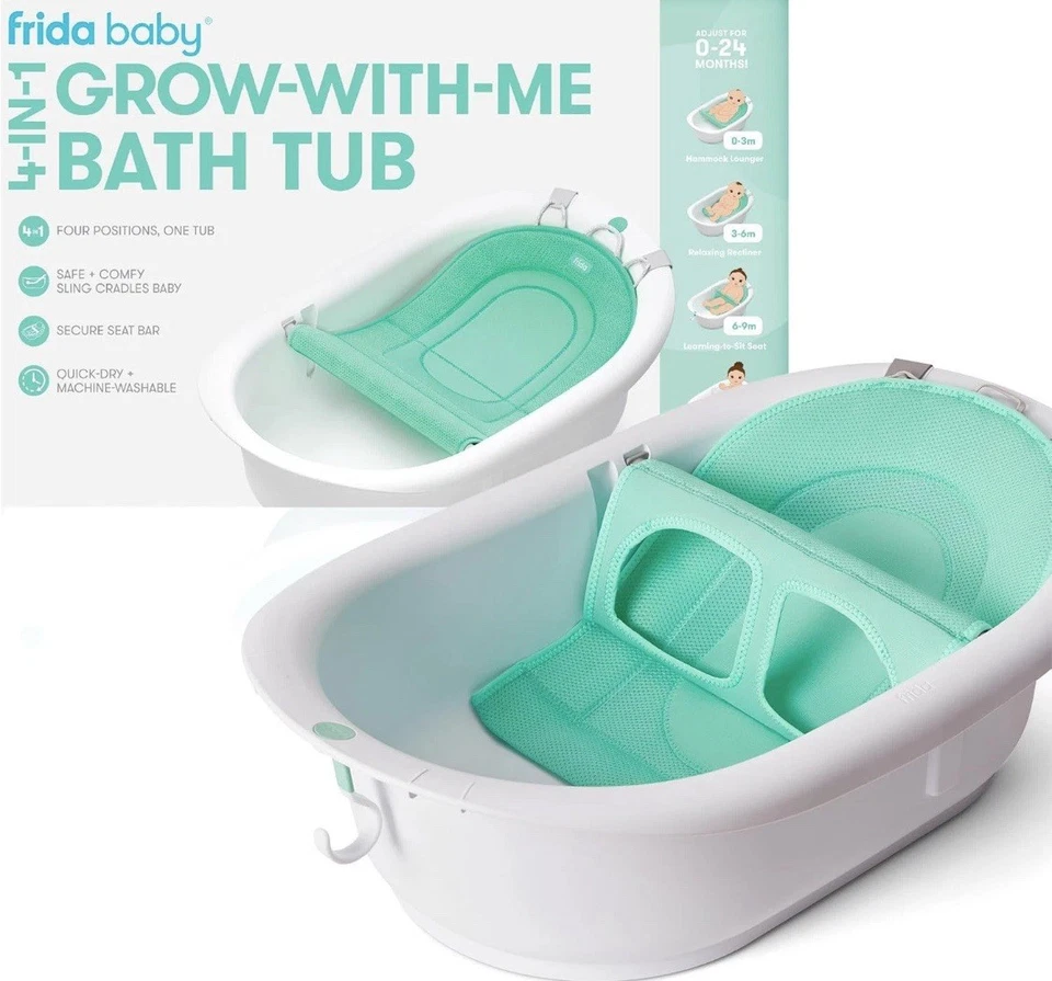 FridaBaby 4in1 Grow-with-Me Bathtub with Seat Backrest for Newborns to Toddlers