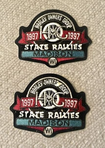 1997 Lot Of 2 HARLEY OWNERS GROUP HOG MADISON WISCONSIN STATE RALLY VEST PATCH - Picture 1 of 5