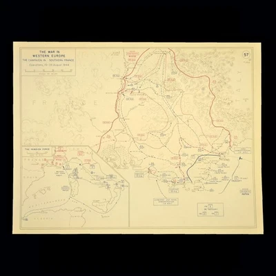 WWII Map Allied Invasion of Provence Southern France Operation Dragoon - Image 1 of 4