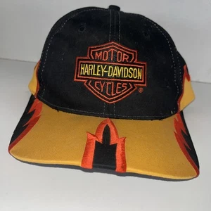 Harley-Davidson Motor Cycles  Black Snapback Hat  Flame Design - Picture 1 of 4