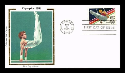 US COVER OLYMPICS GYMNASTICS 40C AIR MAIL FDC COLORANO SILK CACHET - Image 1 of 2