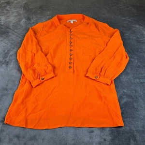 Banana Republic Petite XS orange Viskose Knopfleiste Langarm Bluse Top - Bild 1 von 10
