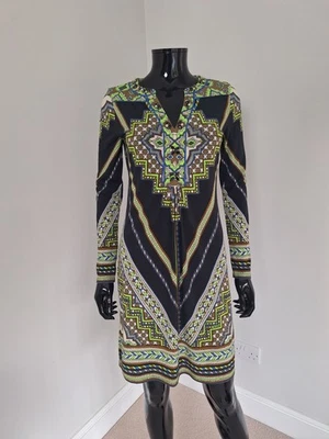 Hale Bob kaftan style cocktail cruise long sleeve printed dress sz. XS - Image 1 of 4