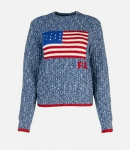 Polo RALPH LAUREN Womens XS Knit Wool Sweater USA FLAG Extra Small $200 4th July - Picture 1 of 12
