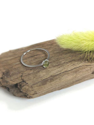 Sterling Silver Claw Set Ring with Green Peridot - Image 1 of 4