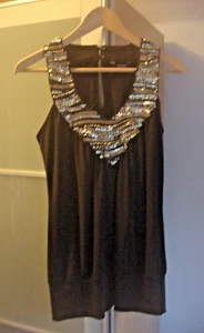 Designers At Debenhams Julien MacDonald Black Sequin Top - Size UK 8 - Picture 1 of 6