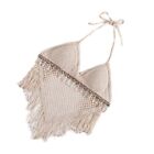 Women S Sleeveless Knitted Camisole Halters Tie Up Backless Crop Top Vests