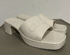 Gucci Shoe White Rubber Slide Open Square Toe With Heel Size 41 Fits 105
