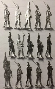 Quince figuras de estaño sin pintar, soldados de estaño - Imagen 1 de 2