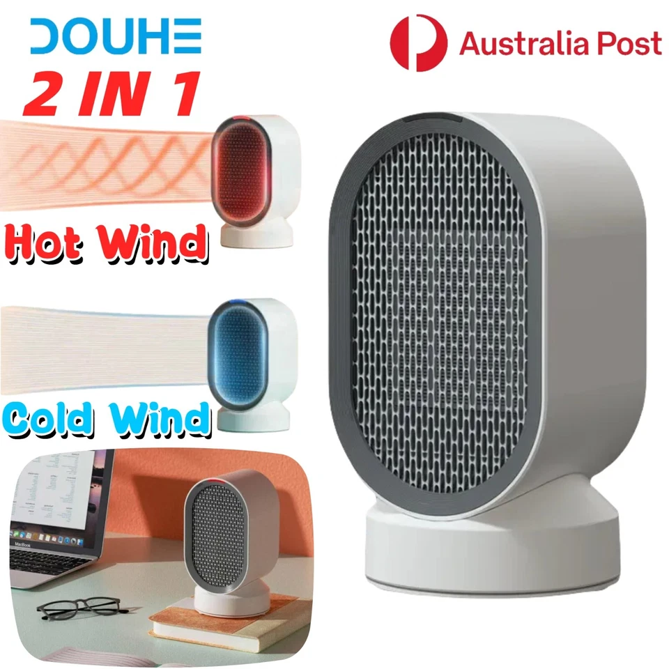 DOUHE 2IN1 Electric Fan Desk Heater Cooler Heat Hot Cool Air Cooling Portable AU - Image 1 of 4