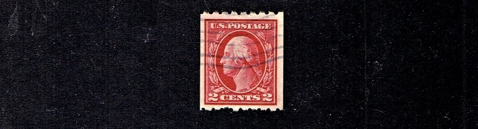 1912 U.S. Reg Issue 2c Carmine Washington S.L.Wkm COIL p.8 1/2h Sc#411 Used  ^ - Image 1 of 1