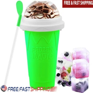Magic Slushy Maker Tasse Zum Selbermachen Tragbar Smoothie Drücken 2 in 1 Strohhalm Eis Neu - Bild 1 von 7