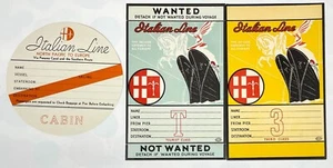 Italian Line Steamship Luggage Baggage Labels Lot 3 Different - Picture 1 of 4