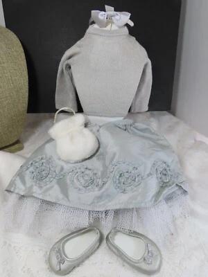 American Girl Doll Frosty Party Outfit Skirt Sweater Shoes Bag Hairpiece C8233 - Image 1 of 4