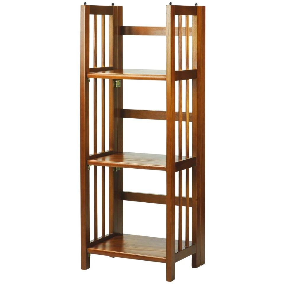 Casual Home 3 Shelf 14 Inch Folding Office Furniture Bookcase Honey Oak ()