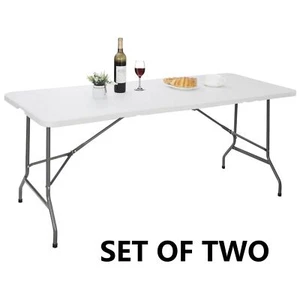 2PCS 6FT Portable Folding Table Indoor Outdoor for Picnic Camping Party w/Handle - Picture 1 of 13