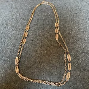 VTG Direction One Signed Long Ornate Chain Necklace Gold Tone 53“ Long Double - Picture 1 of 6