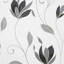 Crown Synergy Floral Black Wallpaper M1719 - Vinyl Leaf Textured Glitter