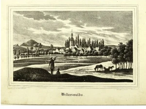 WELLERSWALDA GESAMTANSICHT MIT KIRCHE Orig.Litho.v Ketzschau Möckel 1840 - Picture 1 of 3