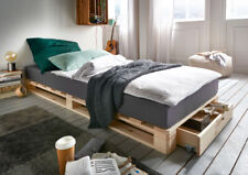 Palettenbett Bett 90x200 mit Schubkasten Kiefer Natur