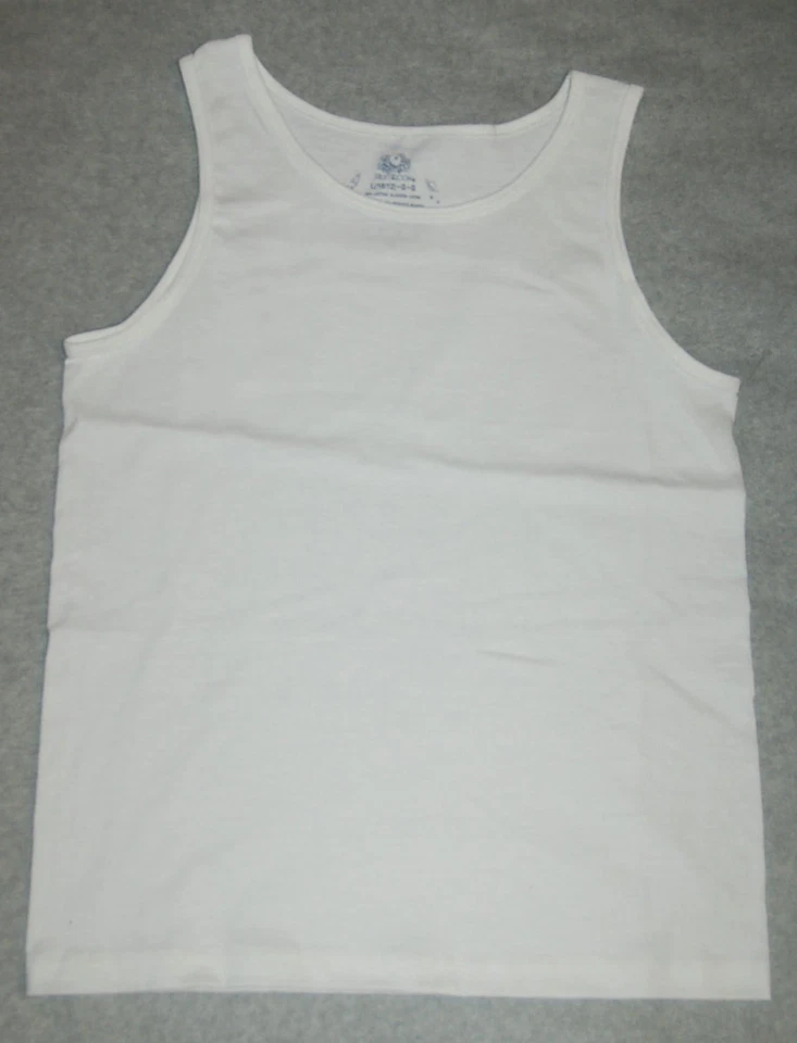 Boys WHITE TANK TOP Fruit of the Loom 100% COTTON Size M 8 XL 14-16 - Image 1 of 1