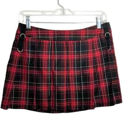 Minifalda TRIPP nyc roja, blanca y negra a cuadros y plisada sin forro, talla S Foto 1 de 4