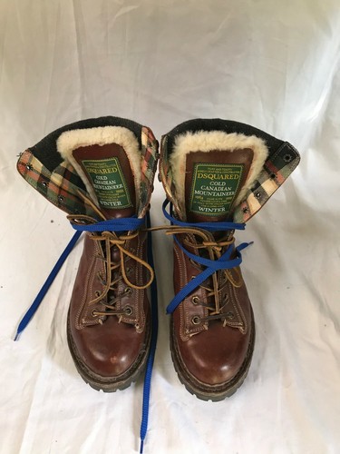 DSQUARED2 STIVALI UOMO VINTAGE DA MONTAGNA MARRONI TAGLIA EU 40 US 7
