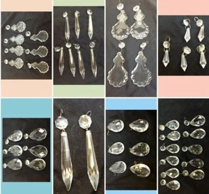 Vintage Chandelier CRYSTAL Prism French Pendalogues Teardrop Spear CHOICE Lot - Picture 1 of 34