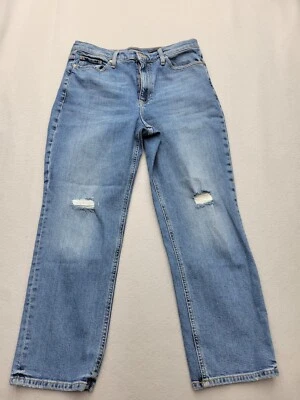 Pantalones de mezclilla para mujer Banana Republic 32 azul lavado claro tiro alto desgastados rectos Foto 1 de 4