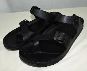 Aloha Island Women's Sandals Black Slide Buckle Open Toe Slip On Size 12 US - Picture 1 of 13