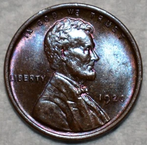 Brilliant Uncirculated 1920-P Lincoln Cent, Beautifully Toned specimen. - Picture 1 of 2