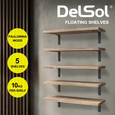 DelSol Floating Shelves Wall Mounted 5pcs Set Rustic Wood Storage Book Shelf - image 1 of 4