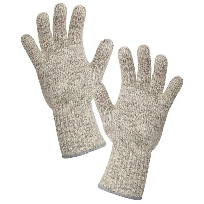 Ragg Wool Glove - Ragg Wool Mitten - One Size Fits All - Beige/Grey - U.S. Made - Image 1 of 2