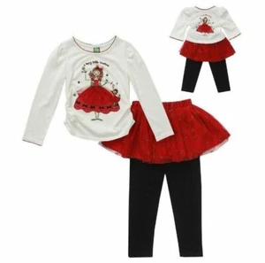 NEW DOLLIE & ME MERRY CHRISTMAS HOLIDAY AMERICAN GIRL TUTU Leggings Outfit Set  - Picture 1 of 5