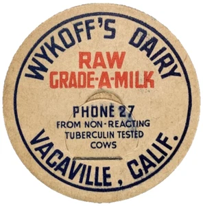 Milk Bottle Caps Wykoff's Dairy Vacaville California Set of 10 Vintage Original - Picture 1 of 1