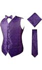 Alizeal Mens Paisley Suit Vest, Self-Tied Bow Tie, Necktie And Pocket Square Set