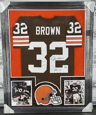 Jim Brown Cleveland Browns Framed Signed Jersey Fanatics With inscription - Image 1 of 3