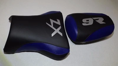CAPAS DE ASSENTO PERSONALIZADAS DIANTEIRAS E TRASEIRAS KAWASAKI ZX9 NINJA 98 99 00 01 PRETO/AZUL/PRATA - Imagem 1 de 4