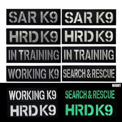 Big Reflective Working Dog IN TRINING HRD K9 Patch Vest Emblem Fastener Badge - Image 1 of 4