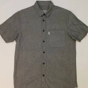Bench Short Sleeve Shirt SMALL Regular Fit Grey Mens Short Sleeve THICK OXFORD - Picture 1 of 16