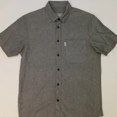 Bench Short Sleeve Shirt SMALL Regular Fit Grey Mens Short Sleeve THICK OXFORD - Image 1 of 4