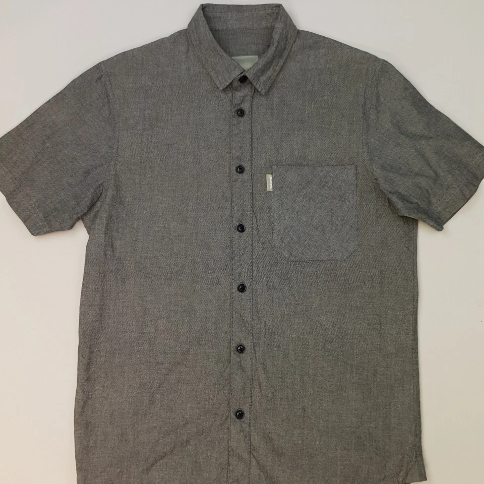 Bench Short Sleeve Shirt SMALL Regular Fit Grey Mens Short Sleeve THICK OXFORD - Image 1 of 4